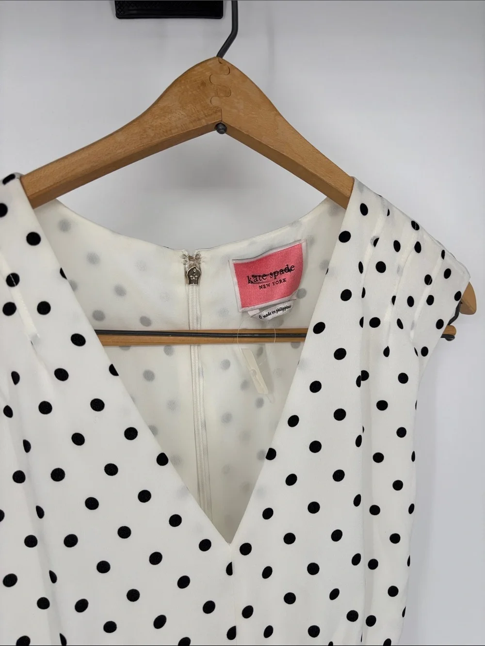 Kate Spade black and white Cabana Dot lined wide leg belt Jumpsuit size 0 NWT